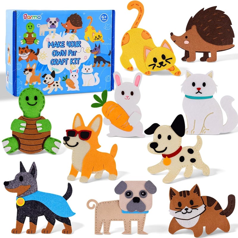 Garma Puppy Sewing Kit for Kids - 10 in 1 Pet Kids Sewing Crafts Kit for Beginners - Mini Sewing Kits for Kid 5-8 8-12 - Easy Sew Your Own Felt Animals DIY Craft Set for Boys & Girls Birthday - Image 1